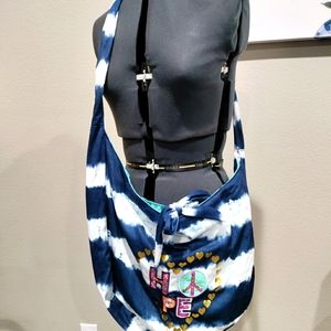 Hope heart blue tye dye hobo crossbody